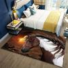 Majestic Horse 3D Tattoo Rug - Soft Non-Slip Polyester Mat for Living Room Kitchen Bathroom, Brown White Sunset Art Indoor Decor