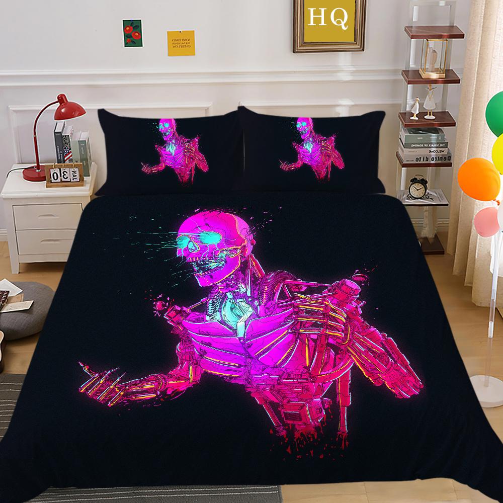Skull Printing Bedding Cover Bedspreads Teens Double Size Bed Set Cover Microfiber Highend Home Bedclothes