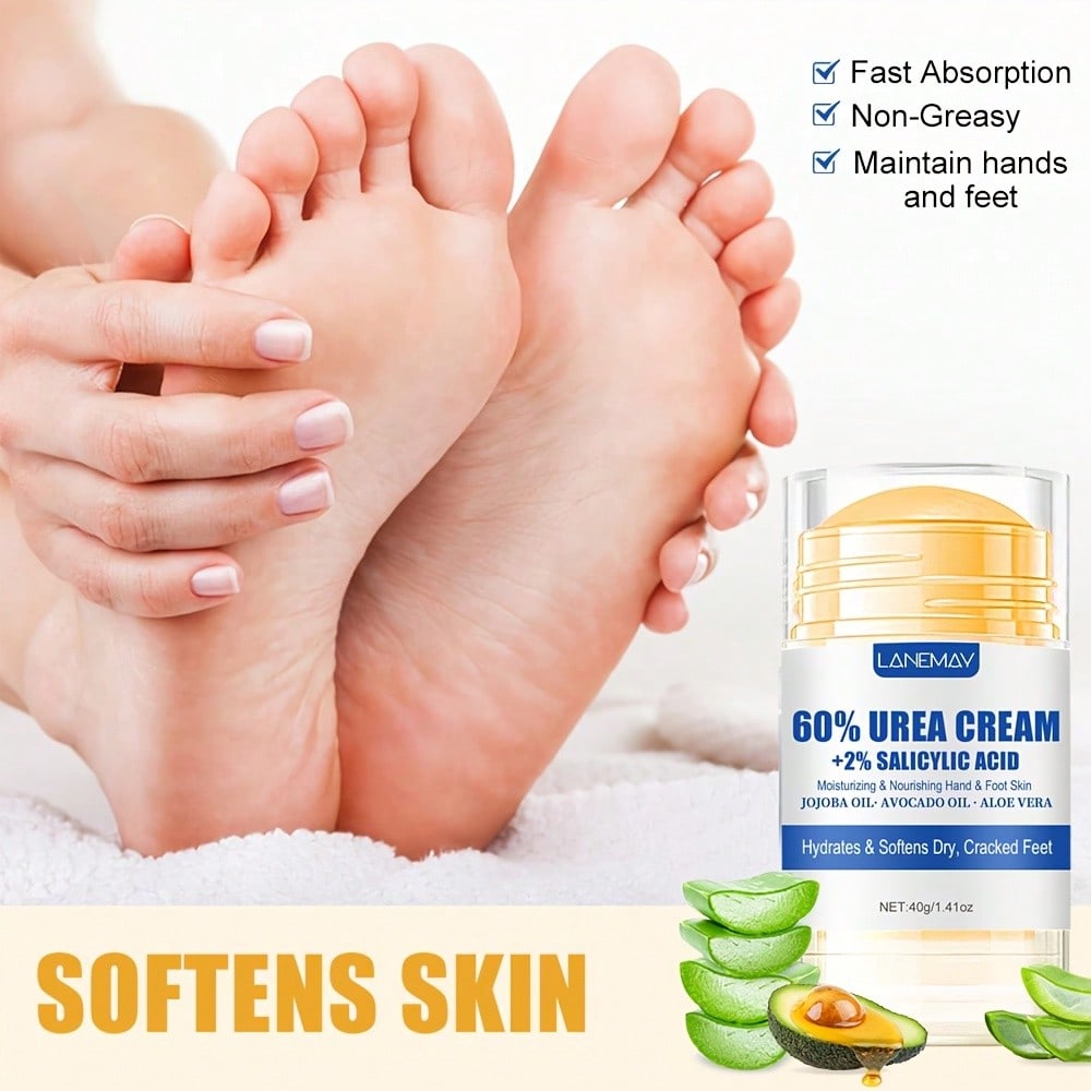 Intensive Urea Foot Cream Repairs Cracked Heels Moisturizes and Smooths Dry Skin On Feet Hands