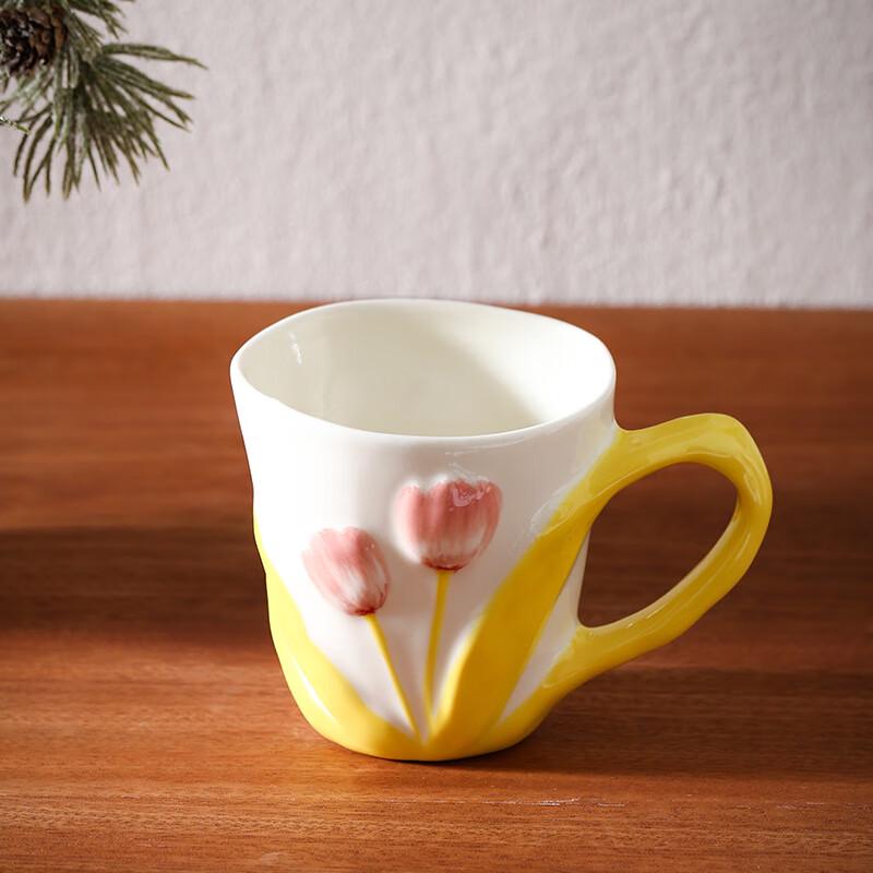 Shangqi Hand-Painted Tulip Ceramic Mug