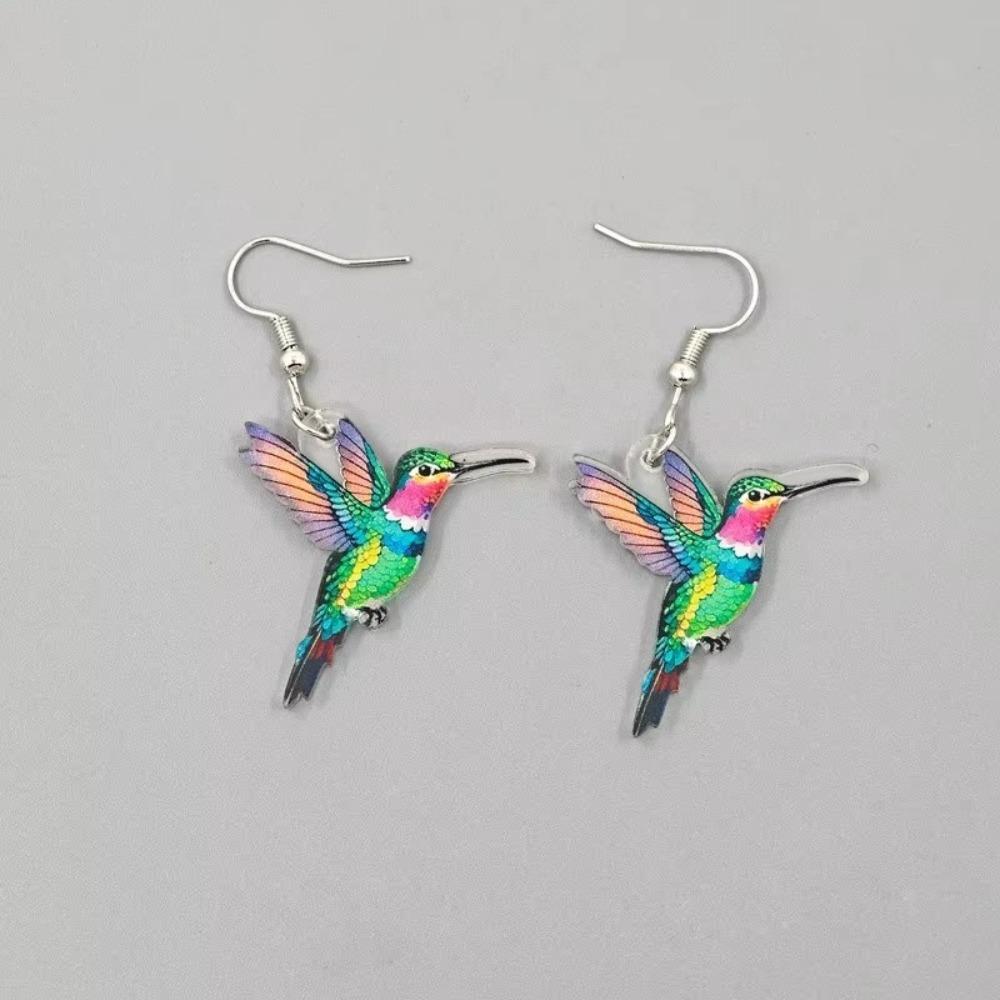 Acrylic Colorful Hummingbird Earrings Statement Jewelry Stud Earrings Jewelry Accessory