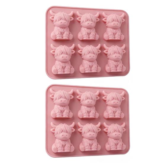 Hochlandkuh Silikon-Eiswürfelform Lebensmittelgeeignet 3D-Form für Whiskey-Cocktails Leicht zu lösend Mini-Kuh Schokoladen-Süßigkeitenformen zum Backen von Gummibärchen Fudge