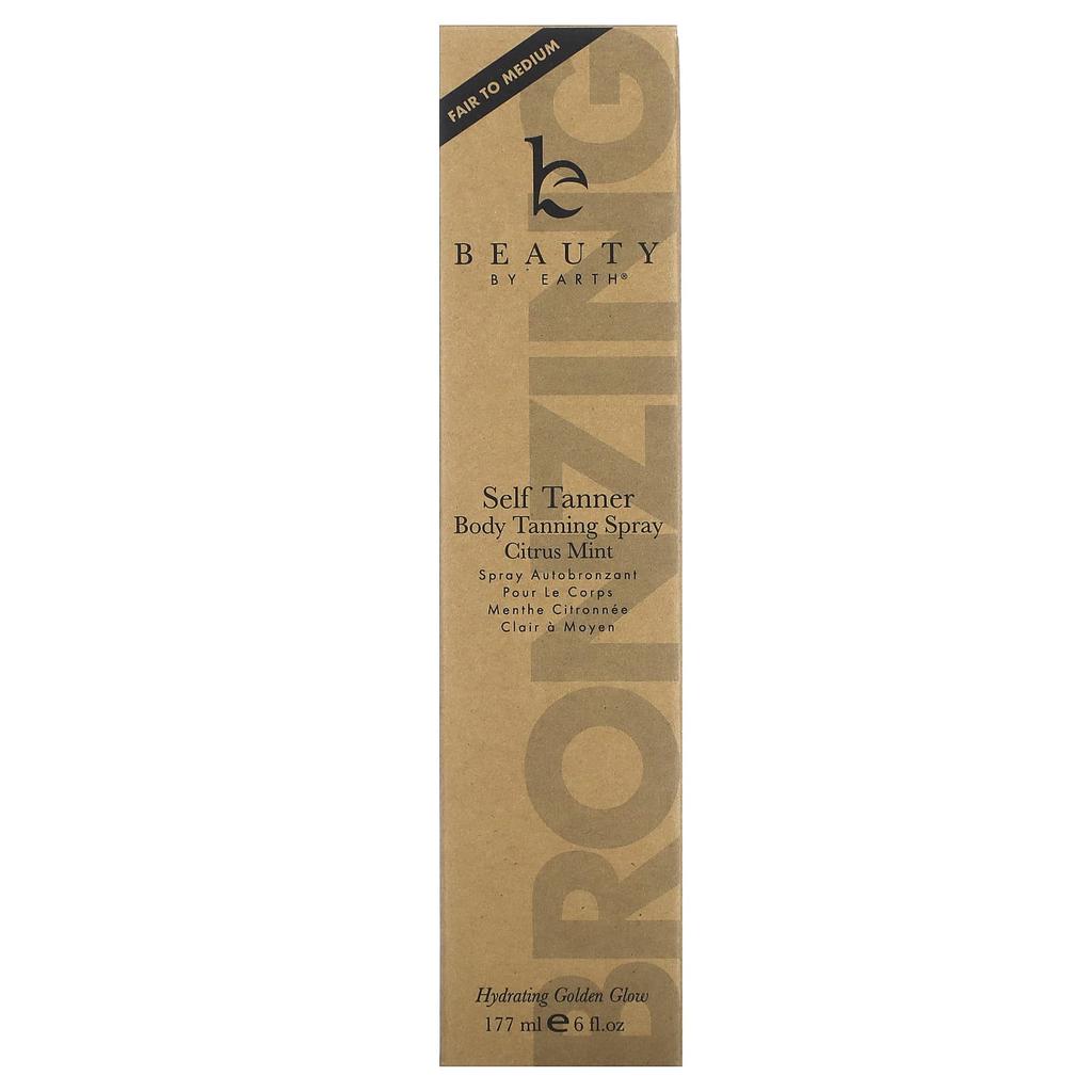 Beauty By Earth Self Tanner, Body Tanning Spray, Citrus Mint, 6 Fl Oz (177 Ml)