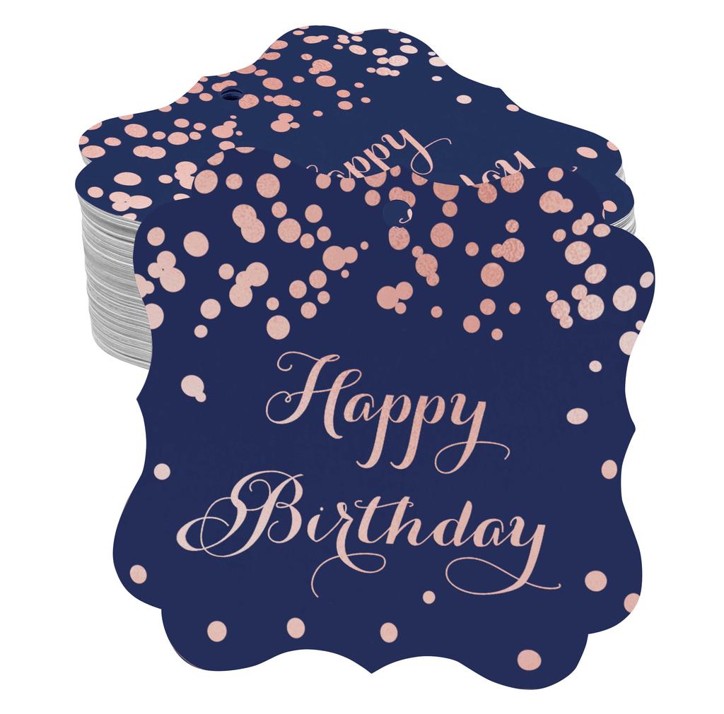 Inkdotpot Real Gold Foil Bracket Shape Paper Hang Tags Happy Birthday Favor Tags Pack Of