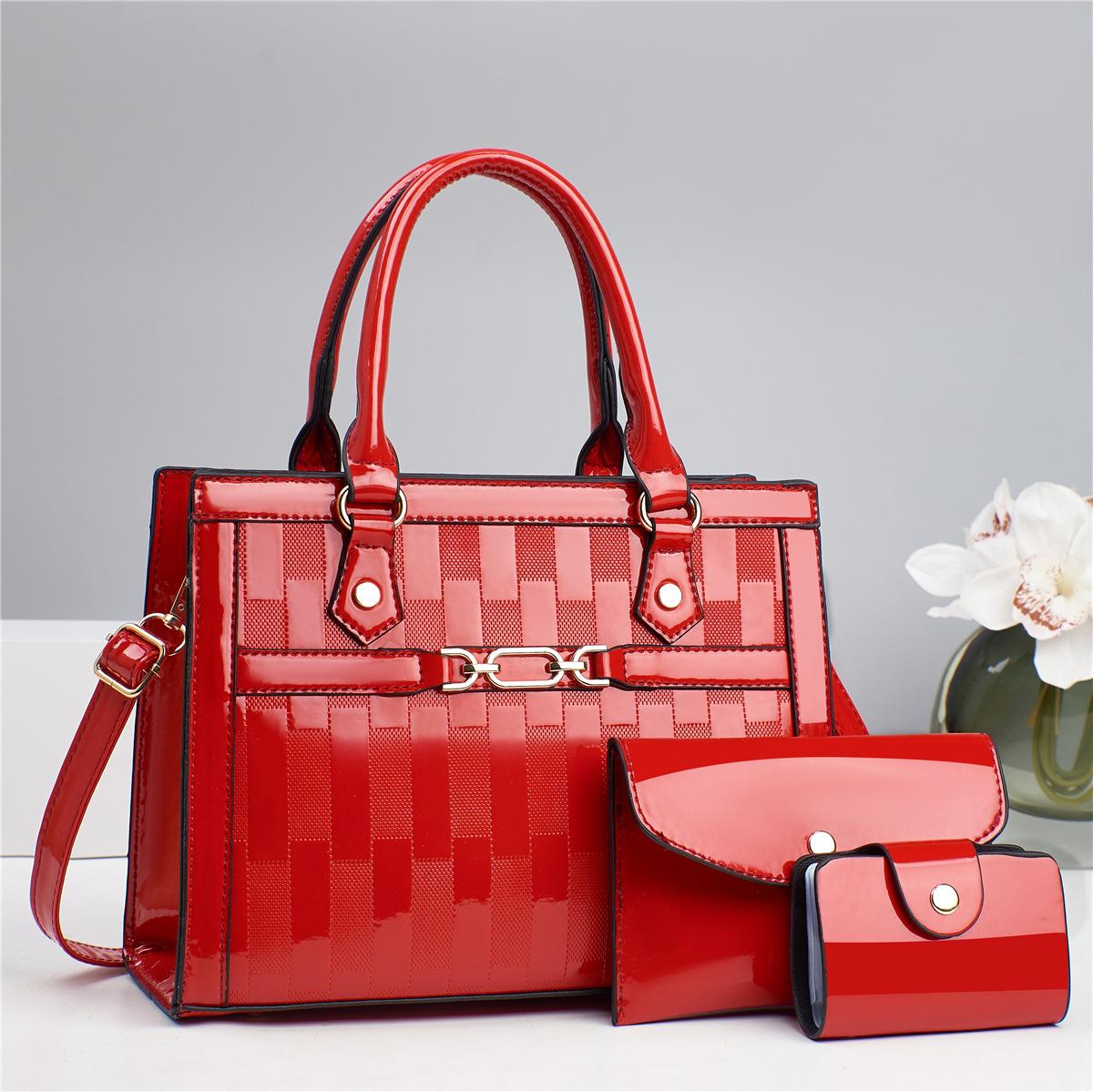 

3pcs/set Bags For Women Crossbody Shoulder Bags Large Capacity Female Top-handle Bags Tote Clutch Handbag Purse with Chic Wallet красный