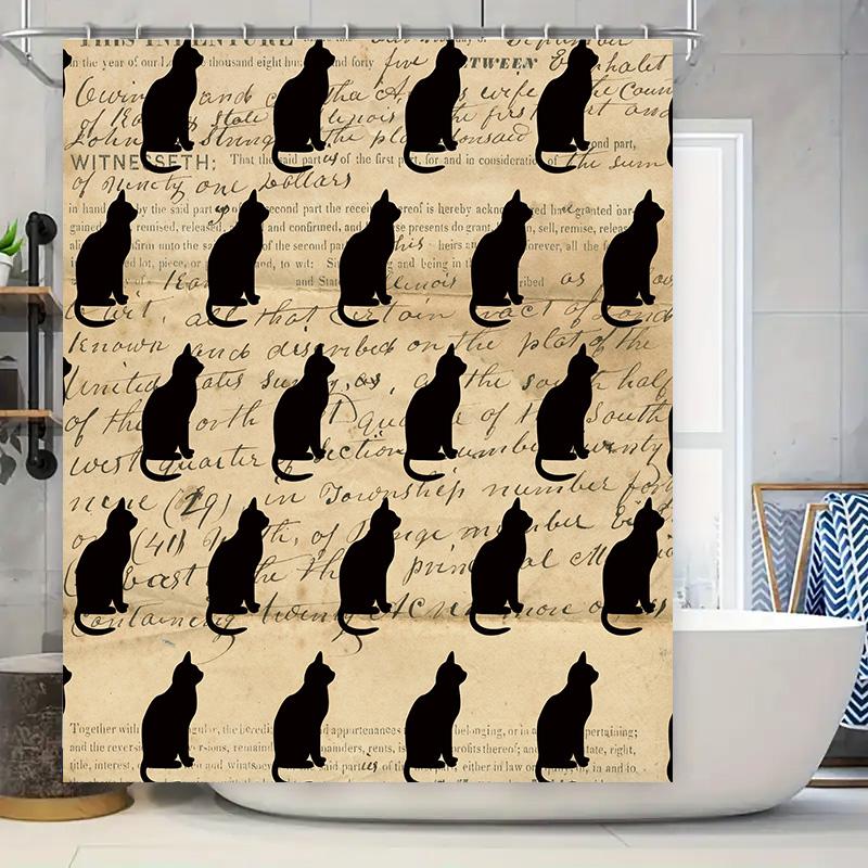 

Classic Cat Silhouette Shower Curtain Decorate Your Bathrooms With Style And Elegance W60H190(CM)-1 Pcs