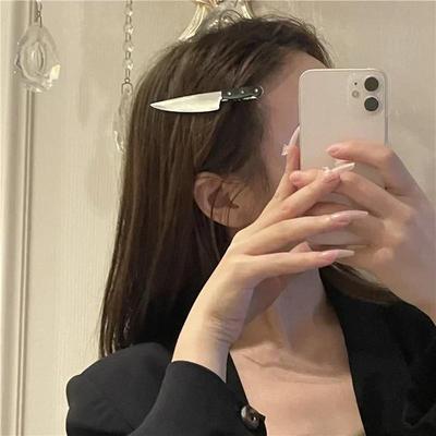 Clipes de Cabelo de Faca Simples Gótico de Verão para Menina Franja Lateral Grampo de Cabelo Faca de Chef Acessório de Cabelo de Festival Presilha Punk Legal