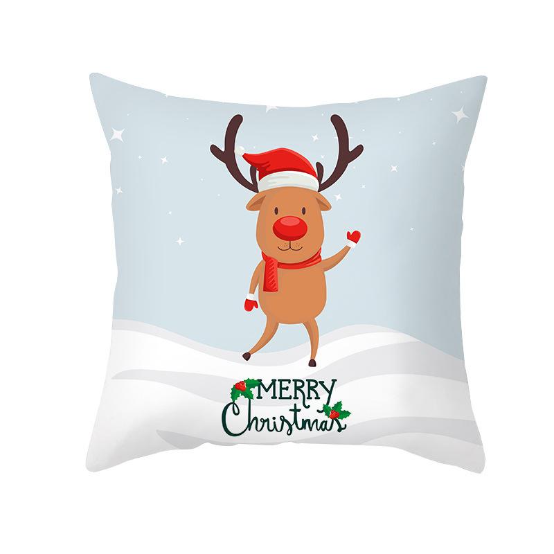 Cartoon Print Christmas Pillow Cover Office Sofa Cushion Pillow Cover Cross-border Home
