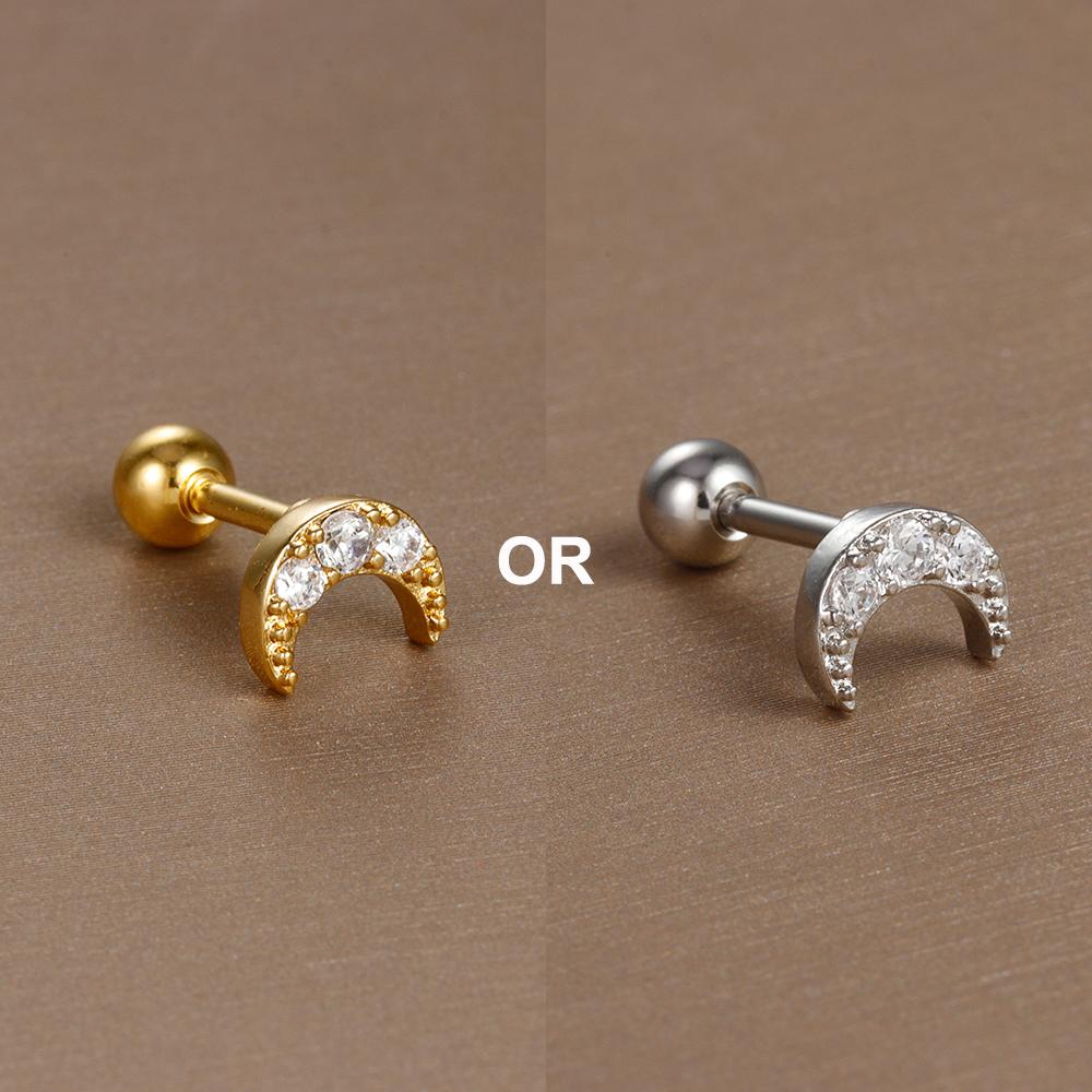 1PC 316L Stainless Steel Mini Zircon Cartilage Piercing Stud Earring For Women Girl Helix Tragus Body Zircon Statement