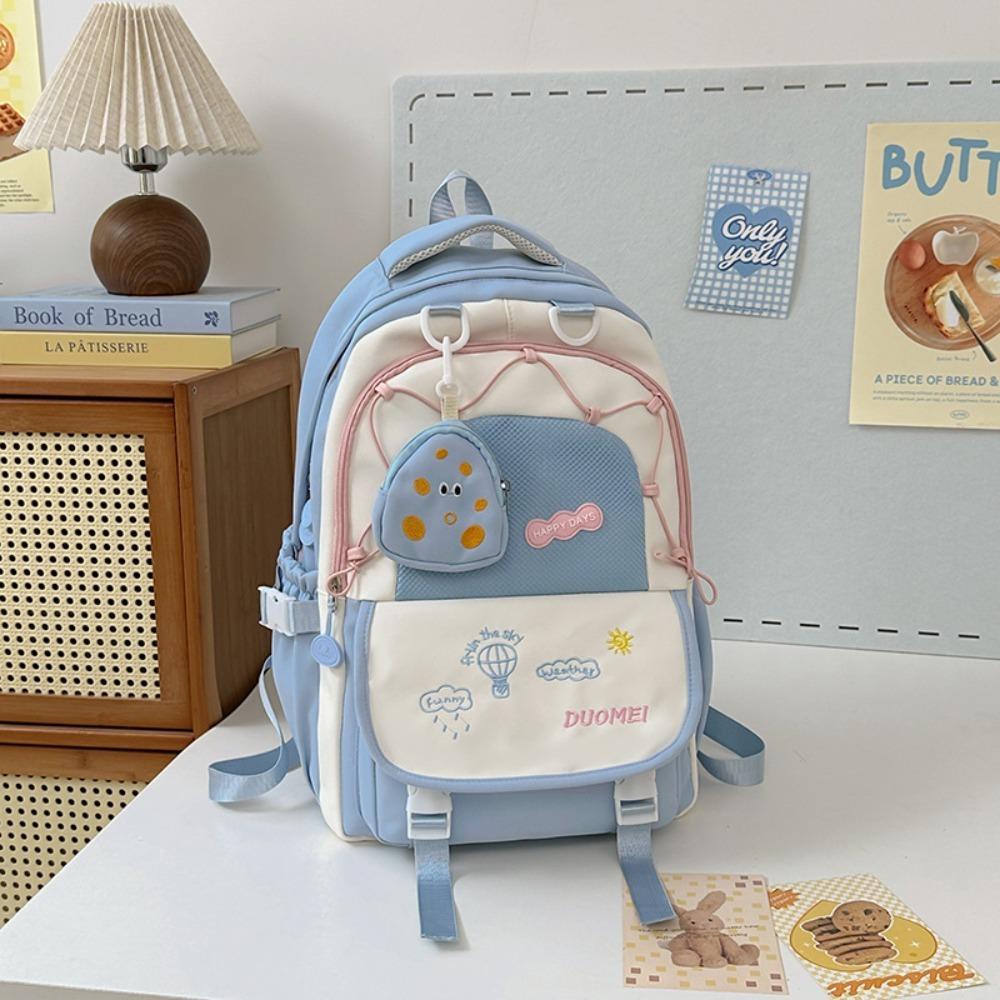 

Large Capacity Women Backpack Adjustable Straps Shoulder Bag Practical School Bag School синій