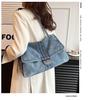 Sac bandoulière décontracté en denim grande capacité pour femme avec chaîne
