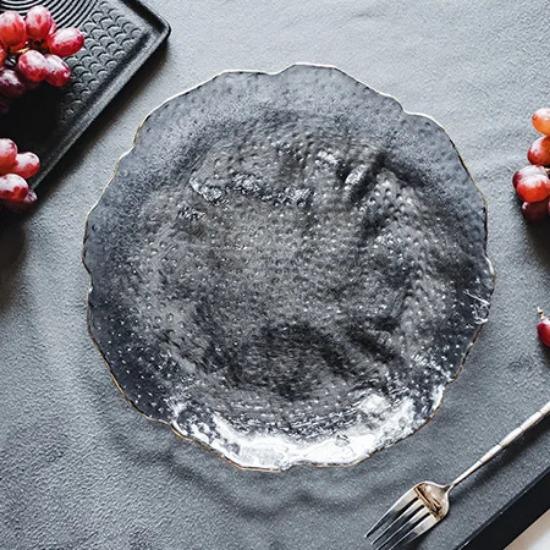 

Стеклянная тарелка Нестандартные обеденные тарелки Золотые стеклянные блюда Креативная салатница Прозрачная тарелка Стеклянная миска и набор тарелок Десертная тарелка