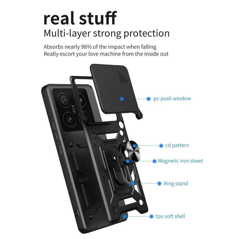 Camera protect Case for Xiaomi 14T Pro Xiaomi Mi 14T Armor Hybrid Ring Back Cover