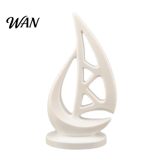 Lightweight Sailboat Statue Mini 3D Printed Figurine Nautical Coastal Boat Minimalist Sculpture for Modern Home Office Mantel Bookshelf Decor Bedroom белый