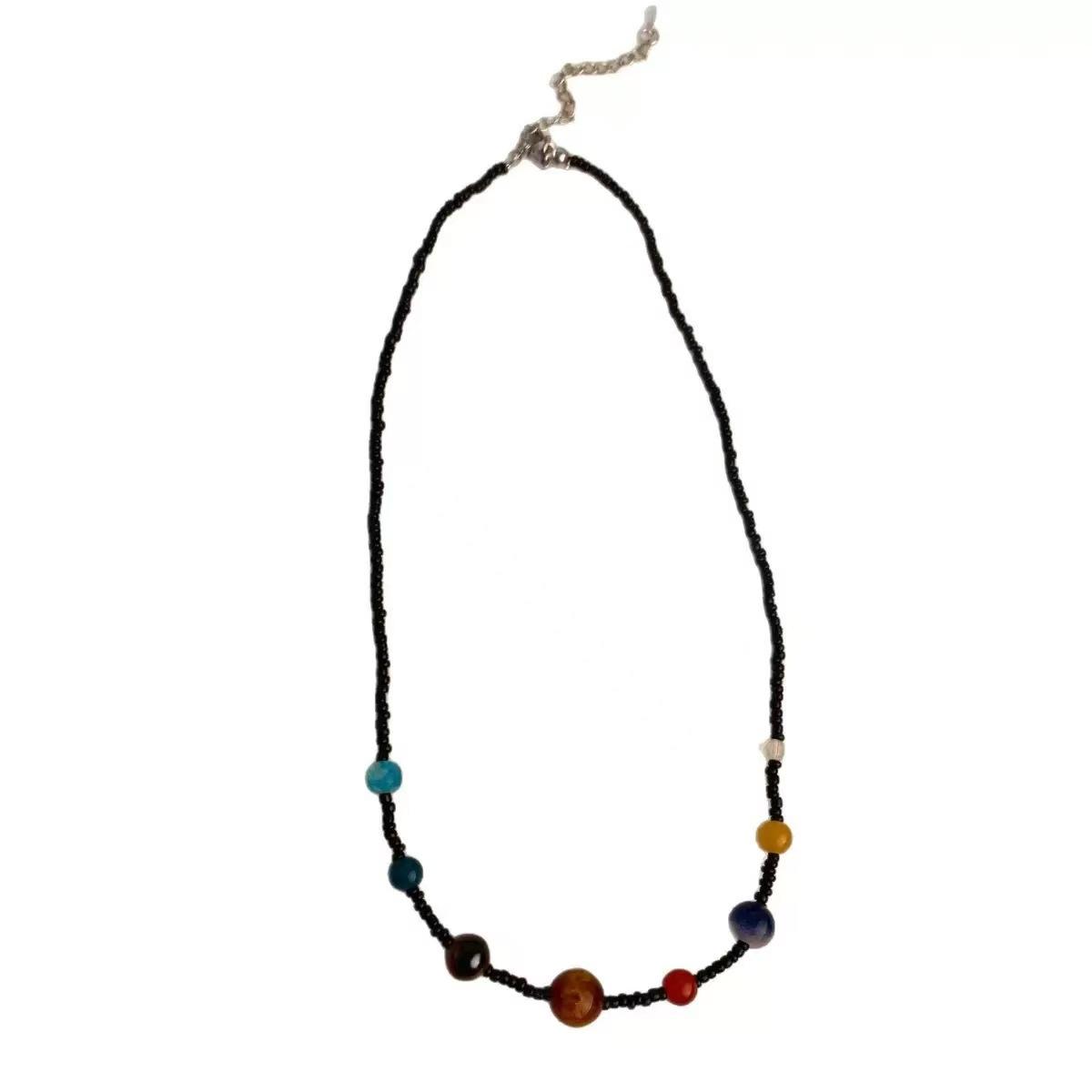 New Chinese-style color beaded necklace, female ethnic style, simple personality, collarbone chain, niche design temperament, versatile accessories