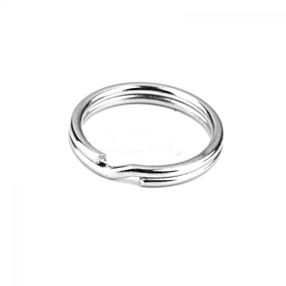 50PCS 15mm Connectors Clasps Split Key Ring Loop Hoop KeyChain Stainless Steel