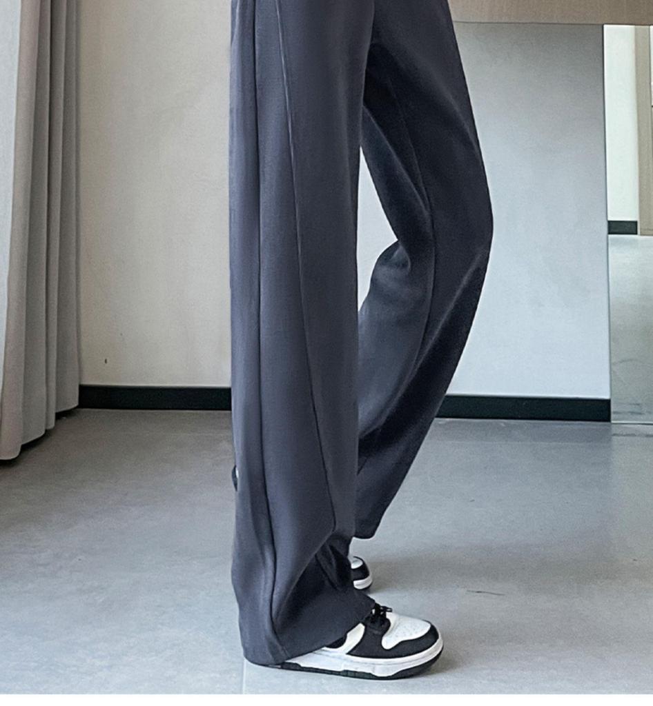 2024 Plus Size Fleece-Lined High Waist Wide Leg Pants for Women - Slimming Casual Autumn Winter Wear