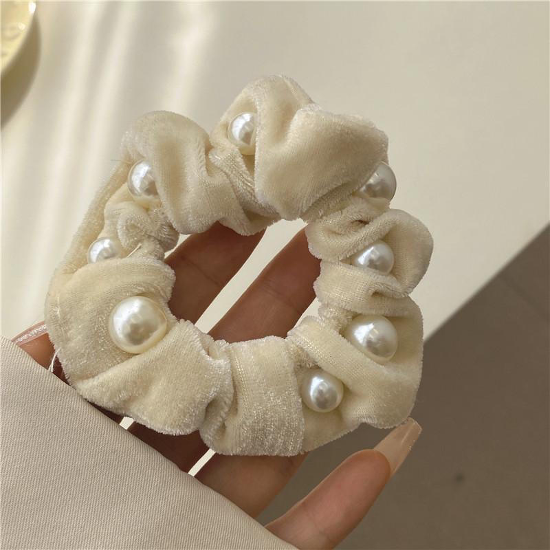 

Новые однотонные бархатные резинки для волос с жемчугом для женщин и девушек, эластичные резинки для хвостика, резинки для волос, аксессуары для волос