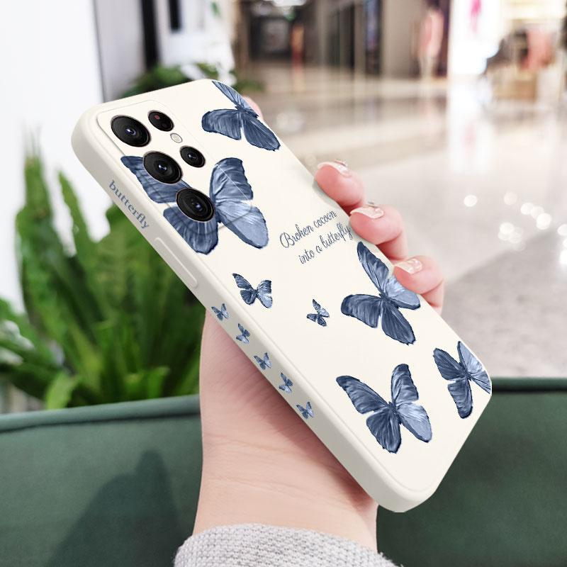 

Red Blue Butterfly Phone Case For Samsung Galaxy S26 Plus Ultra Silicone Cover Galaxy S26