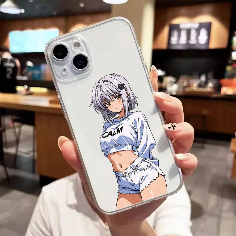 Anime Girl Luxury Transparent Phone Case For IPhone 17 16 15 Pro Max 14 13 12 11