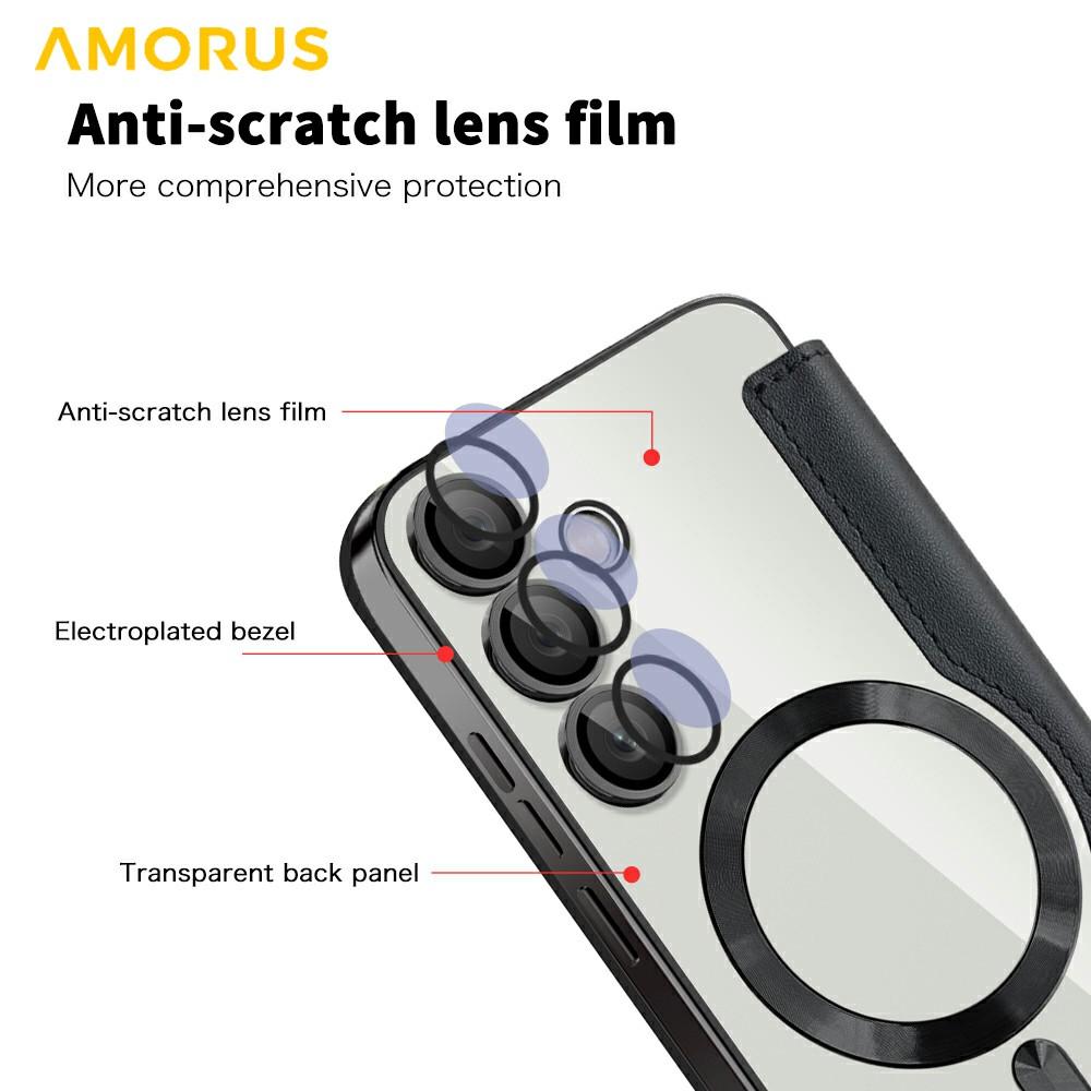 For Samsung Galaxy S24 FE Case Compatible with MagSafe RFID Blocking Card Holder Leather Phone Cover