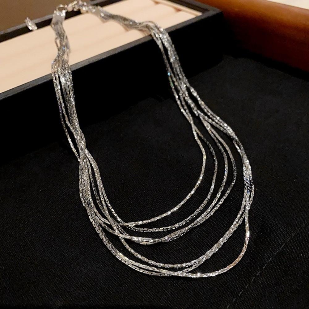 Metal Multi-Layer Tassel Necklace Exquisite Luxury Jewelry Stylish Long Tassel Choker Banquet