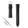 BAMBI Washable Cowhide Watch Band 10mm-22mm Leather Strap Replacement 18mm Black BCE060AP-S / Silver Buckle