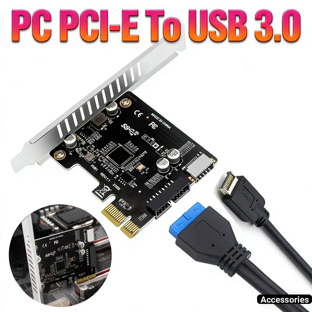 Computer PCI-E To USB 3.0 TYPE-E Expansion Card 19PIN PCI-E To USB 3.0 Hub Splitter Expansion Adaptor Card