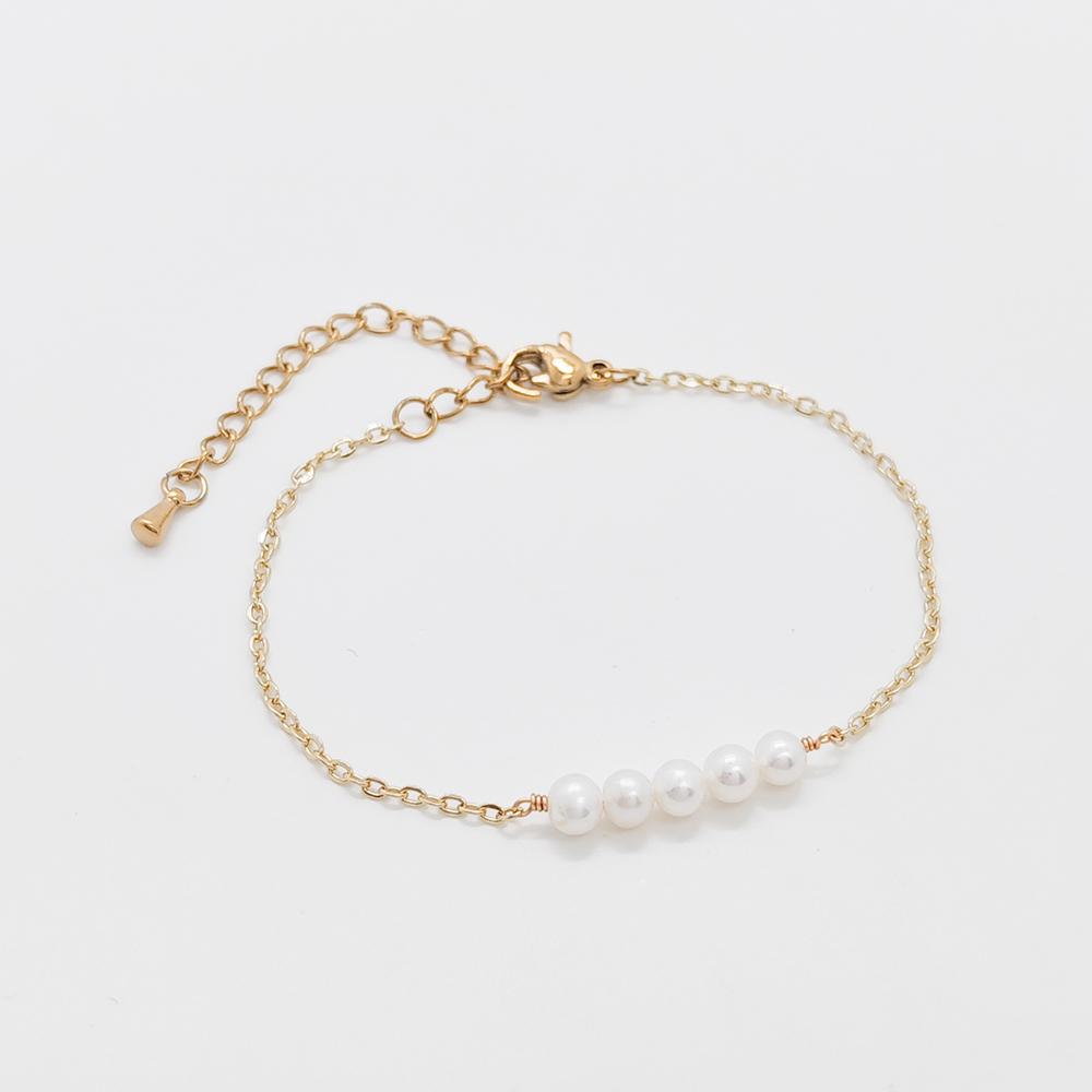 Vlen Stainless Steel Chain Bracelet Woman Girl Friends Gift Natural Pearl Bracelets for Women Minimalist Pulseras Jewelry