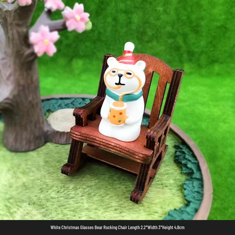 Handmade Cute Frog Rocking Chair Ornament - Healing Resin Craft for Desktop or Car Decor