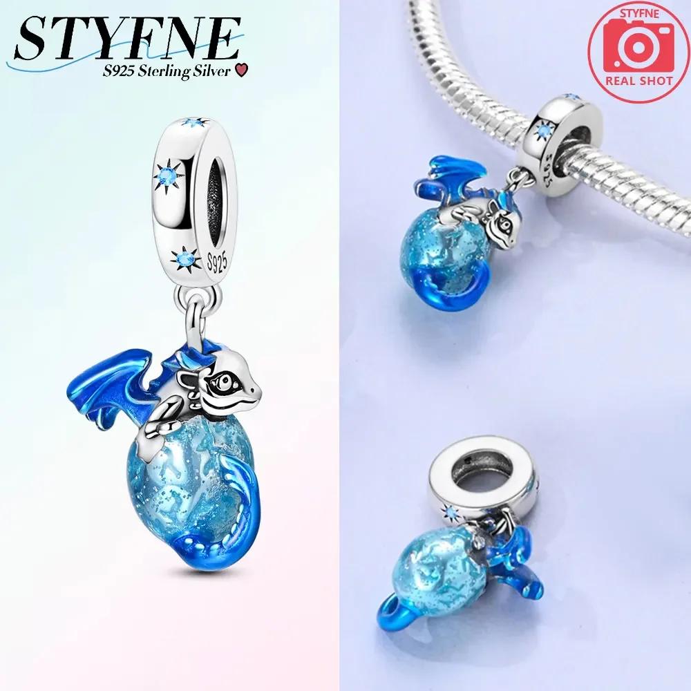 Copper Metal Blue Zircon Dragon with Wings Dinosaur Skeleton Authentic Original Pendant Bead Component Charm Bead Components Bead Components