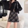 Plus Size Retro Plaid Woolen A-line Skirt - Autumn/Winter Women’s Slimming Hip-hugging Short Skirt