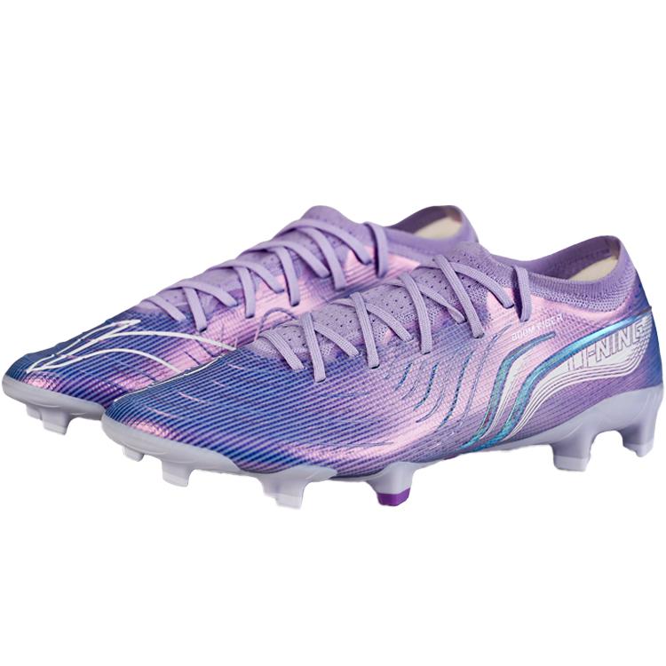 Li Ning Scarpe da Calcio Comode Versatili Pratiche in Pelle Sintetica Ammortizzanti Resistenti Uomo Scarpe da Calcio Blu Viola YSZU009-4