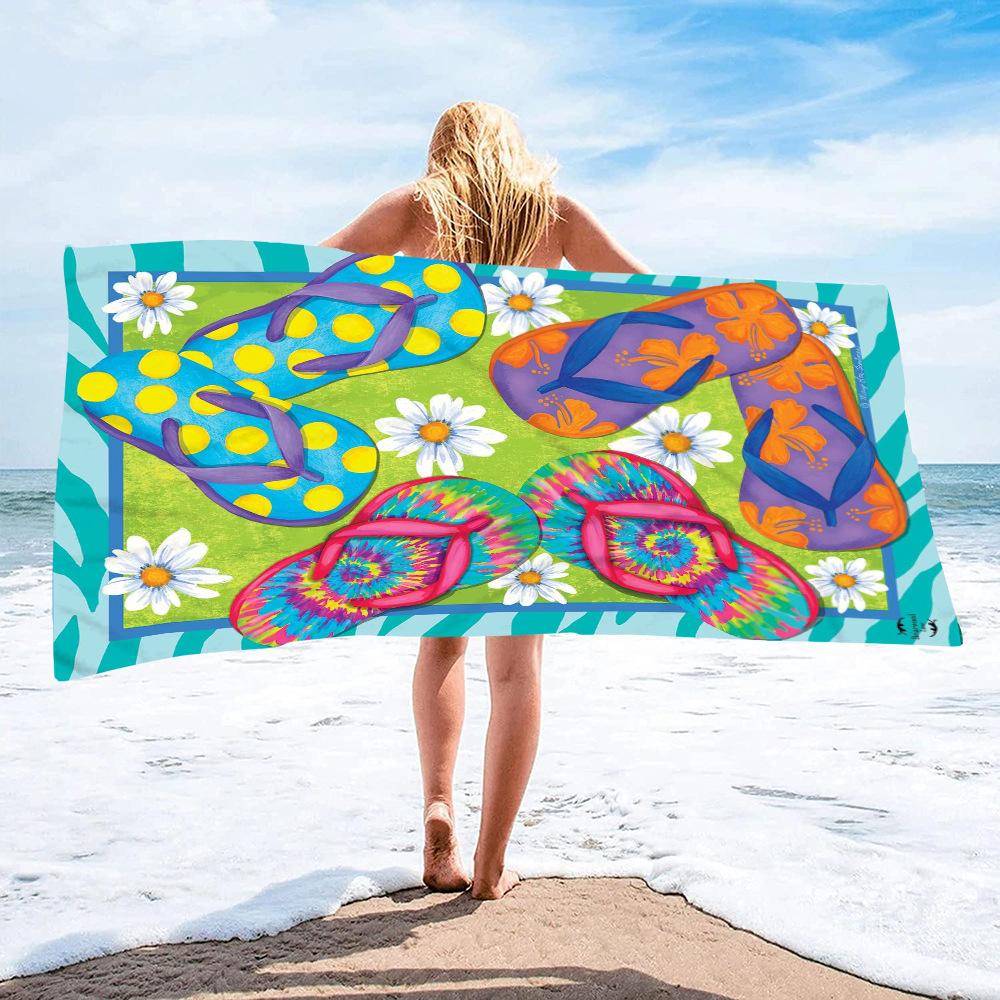 Beach Sandals Collection digital-printed polyester Superfine fiber double-sided fleece Beach vacation bath towel beach towel
