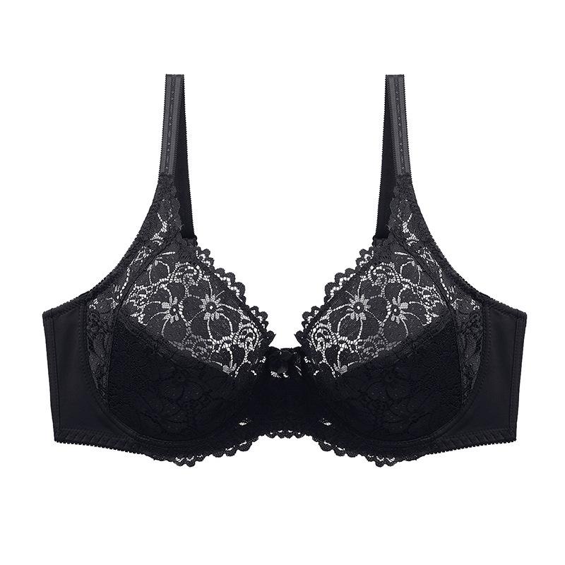 Sexy Lace Hollow Out Breathable Bras for Women, Plus Size Ultra-Thin Solid Color Bra