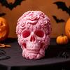3D-gedruckte Rosen-Schädel-Figur, Langlebige Kunststoff-Gothic-Schädel-Blumen-Skulptur mit Detaillierter Blütenblatt- und Knochenstruktur, Mattes Finish Halloween-Dekoration Geschenk