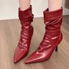 Back Zipper High Heels  Gothic New Women'S Pointed Toe Ankle Boots Designer Casual Party Comfortable Ladies Nude Boots