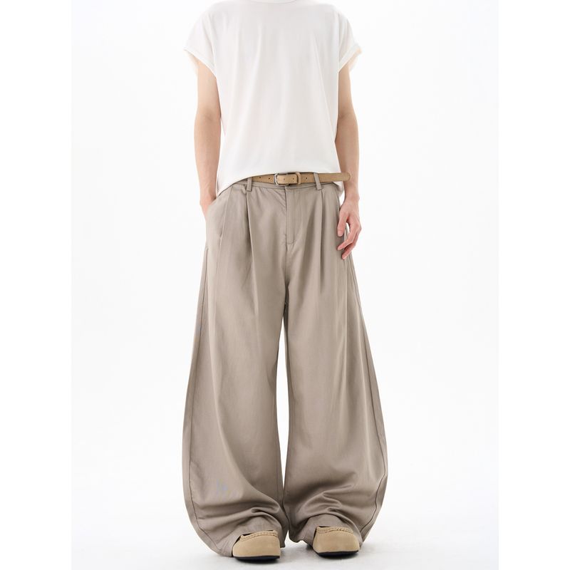 Kisko Summer New Style Double Pleated Wide-Leg Drapey Scimitar Pants for Men and Women, High-End Loose and Versatile Casual Pants
