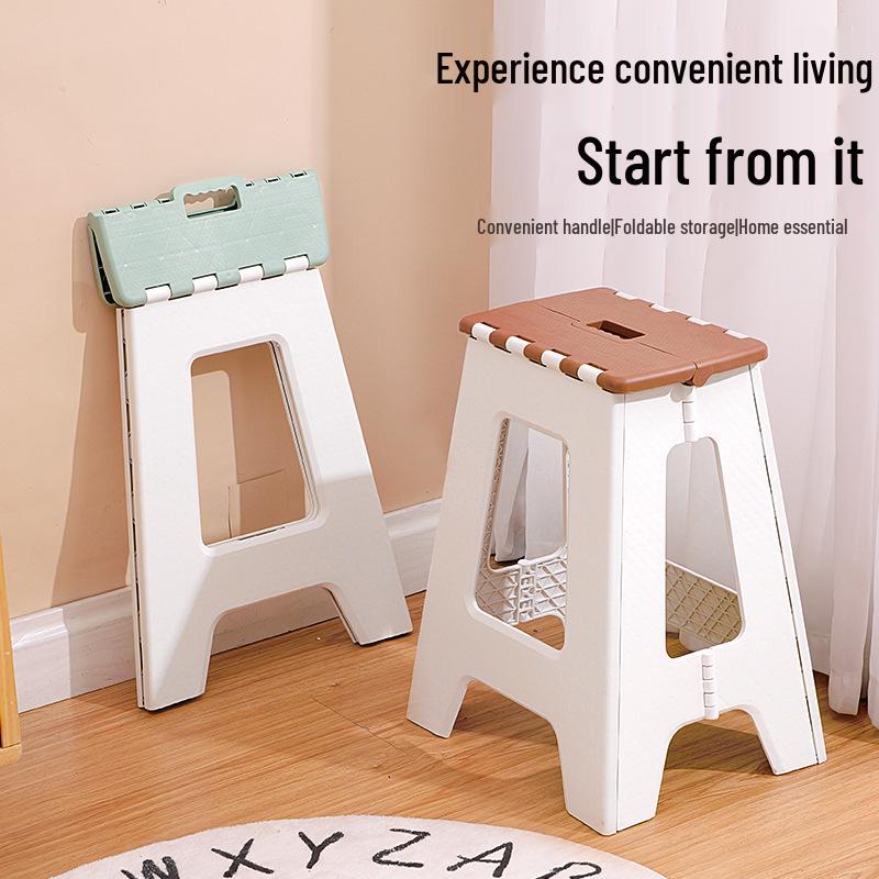 Portable Thickened Plastic Folding Stool for Home, Dining, and Outdoor Use