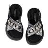 Platform sandals women's shoes 2025 summer new open-toe cross one-word buckle new Chinese sequined Roman beach shoes