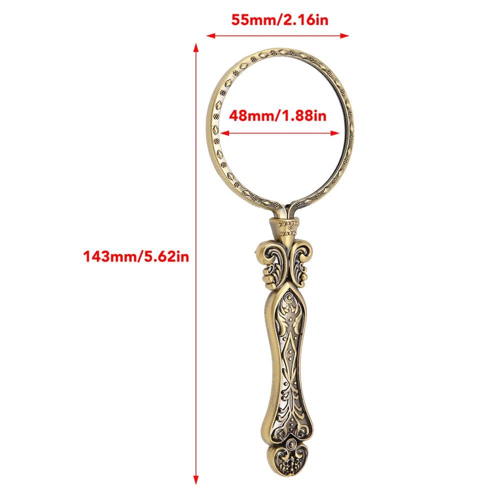 Bronze Finish Retro Magnifying Glass Alloy Material Slipless Handle Handheld Magnifying Glass Antique Gold Portable Magnifier