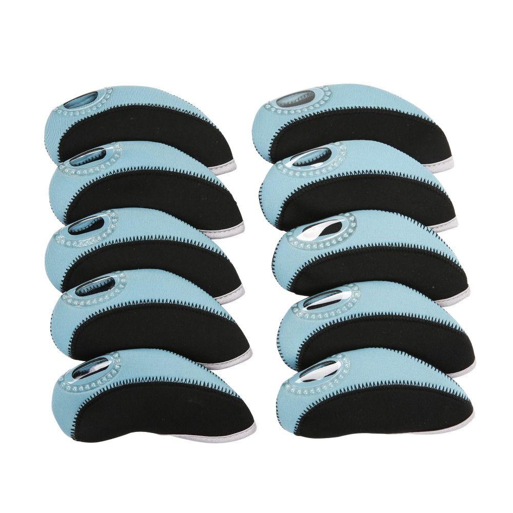 10pcs Durable Material Golf Iron Covers Two Tone Color Golf Club Covers Travel Gear