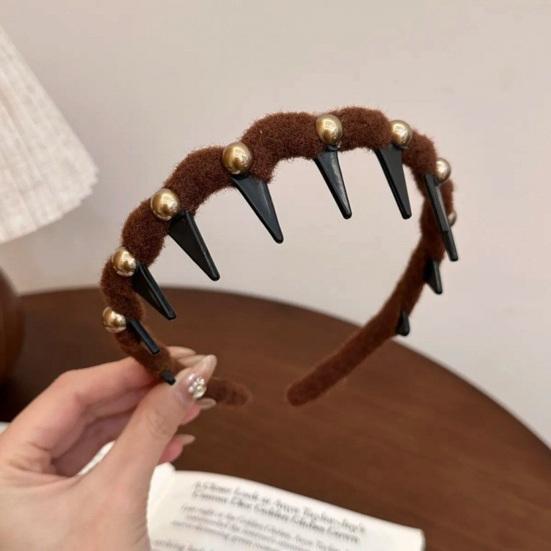 Faux Pearl Headband Retro Style Twist Ribbon Women Hair Hoop
