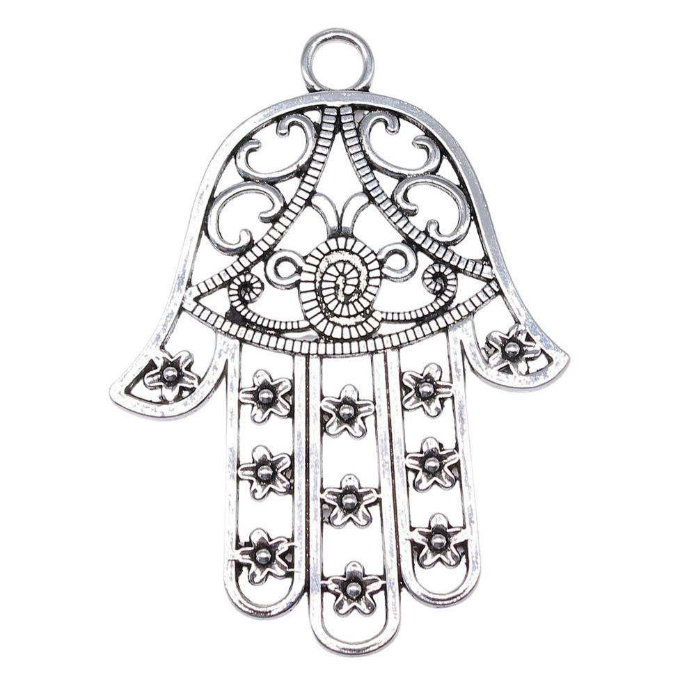 Alloy Hamsa Hand Charms Amulet Pendants For Good Luck Jewelry Making