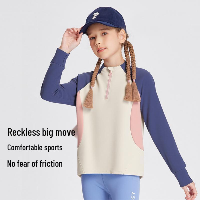 25 New Girls' Long-Sleeve Color-Block Sport T-Shirts - Fashionable Spring/Autumn Casual Basics