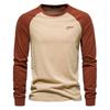 T-shirt Casual da Uomo a Maniche Raglan, Blocchi di Colore, Manica Lunga, Girocollo