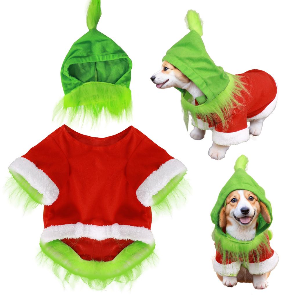 Christmas Green Haired Cat Dog Pet Hoodie, Pet Clothing, Christmas Dog Clothing