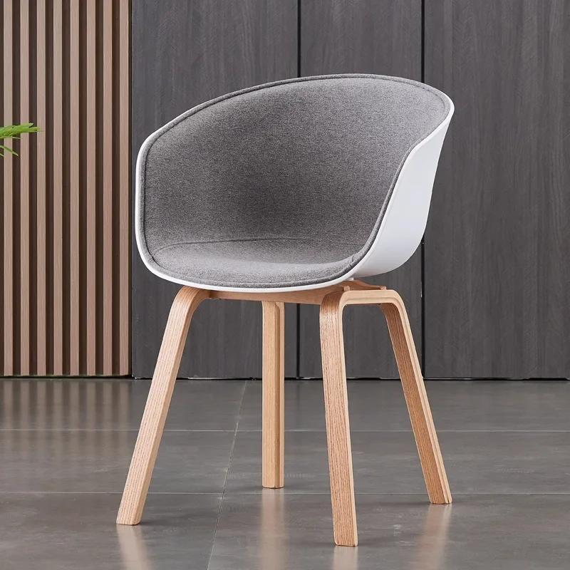 Chair Nordic Plastic Chair Solid Wood Back Coffee  Modern Minimalist Restaurant Leisure Chair Desk Designer