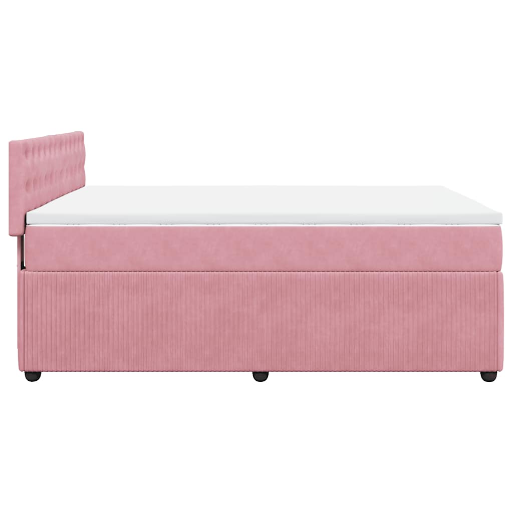 Box Spring Bed with Mattress Pink 160 X 200 Cm Velvet