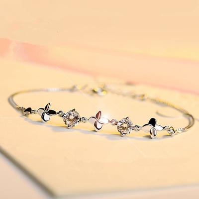 S925 Silver Korean Style Clover Su Xin Flowers Bracelet Women's Bracelet Jewelry
